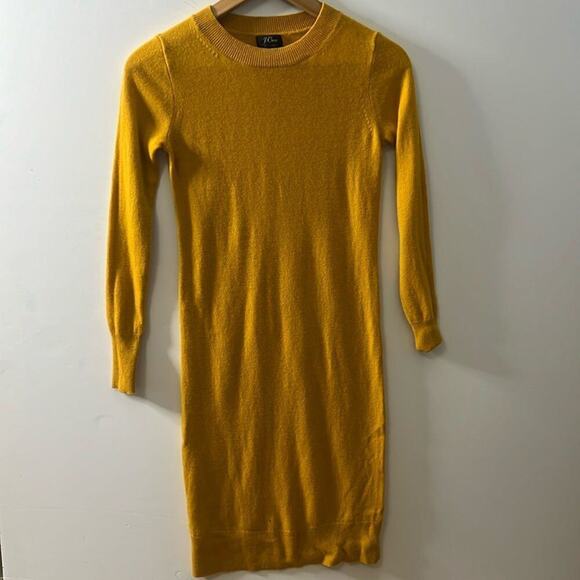 J.CREW 100% CASHMERE BODYCON LONG-SLEEVE CREWNECK DRESS SIZE XXS - Picture 2 of 8